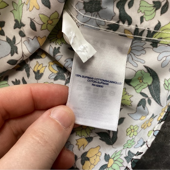 Lands End No Iron Floral Supima Button Up Shirt 18T 18 Tall - Picture 3 of 6